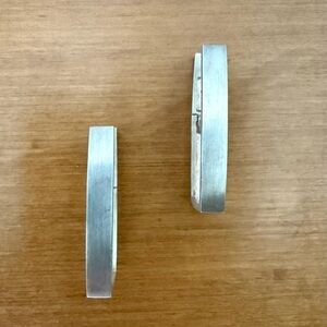 Brushed Sterling Silver Rectangular Hoop Earrings